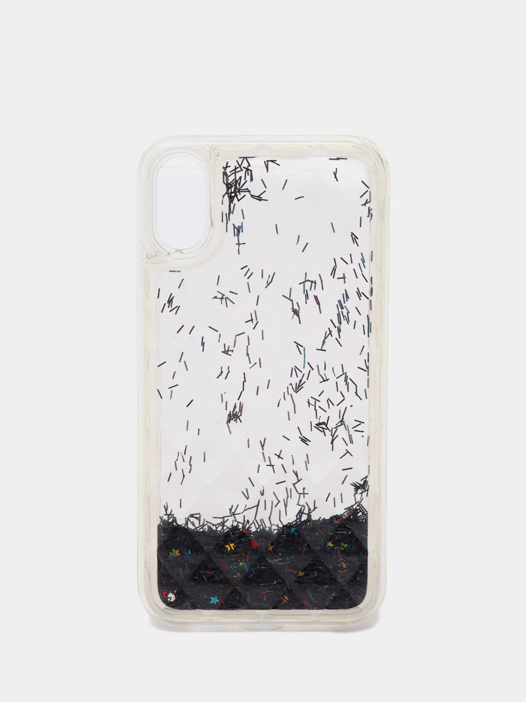 Черный силиконовый чехол-накладка с жидкими блестками для iPhone