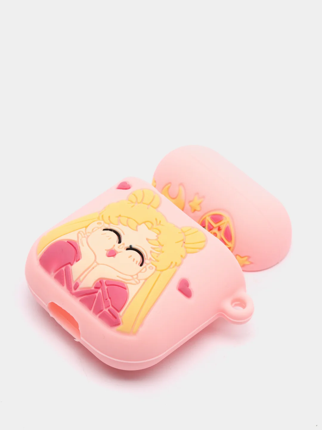 Кораллово-розовый чехол с объёмным рисунком для Airpods 1, 2, 3D