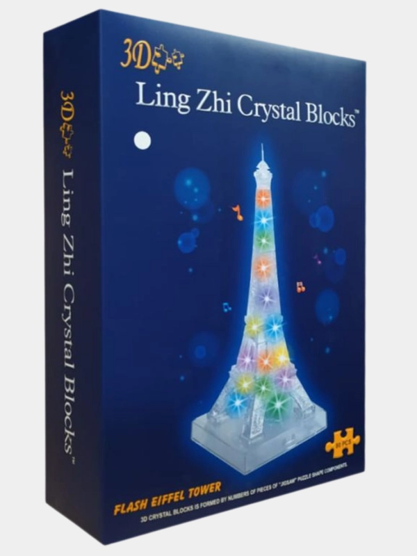 Эйфелева Башня на подставке со светом Crystal Blocks Puzzle (Магический кристал 3D puzzle)