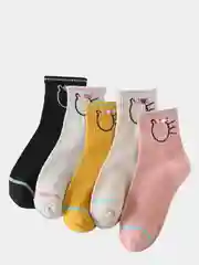 Носки женские, средней длины, с котиком, на манжете