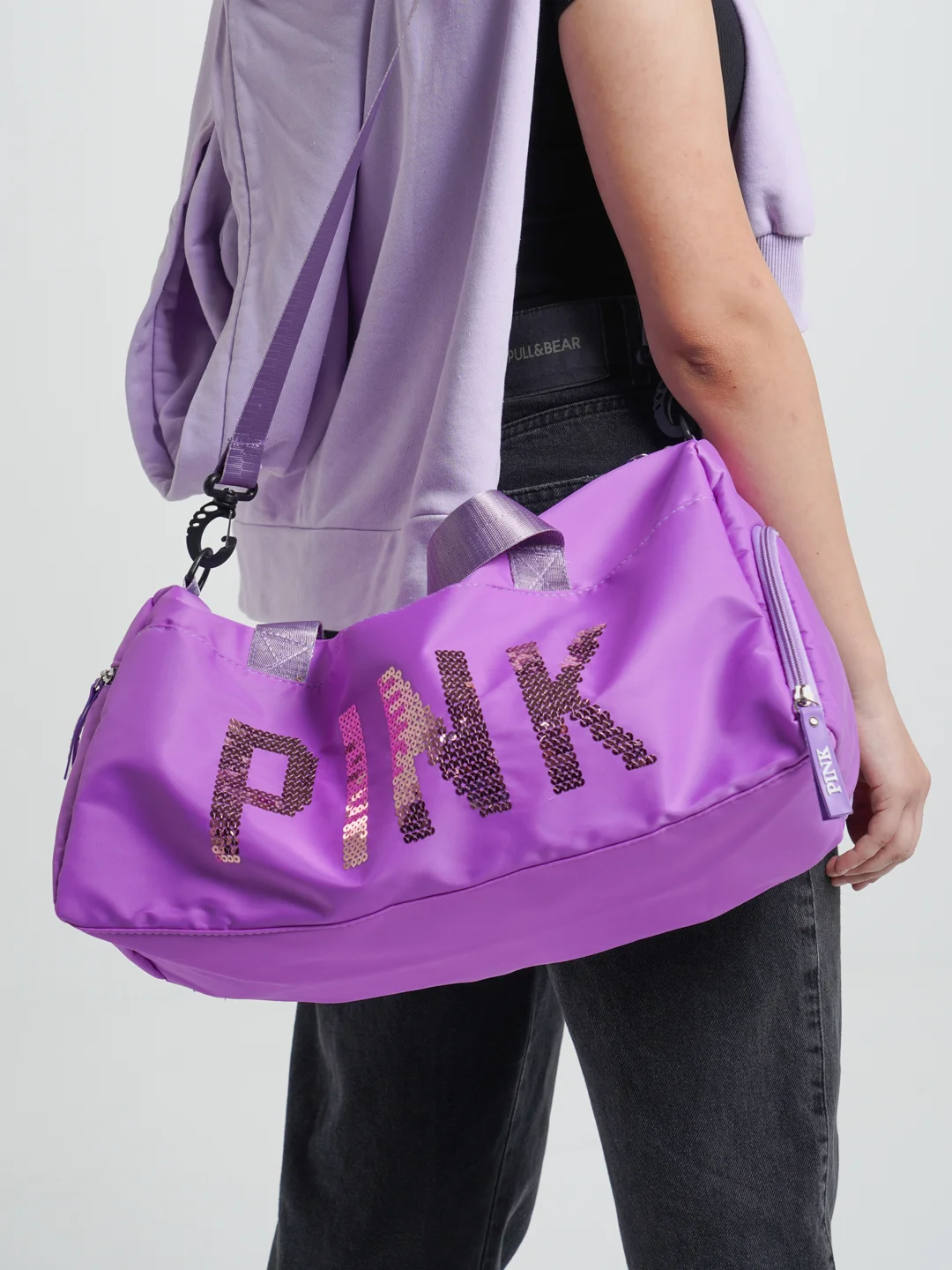 Фиолетовый сумка спортивная женская Pink  для фитнеса