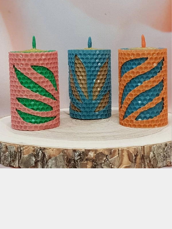 Свечи из вощины, набор 3 штуки, 8 х 5 см