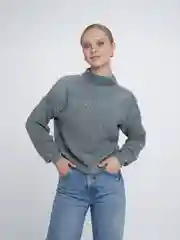 Мятный свитер круп вязка