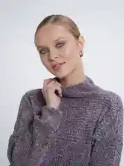 Серый свитер круп вязка