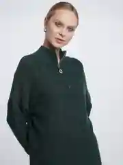 Зеленый свитер женский с пловинчатым замком