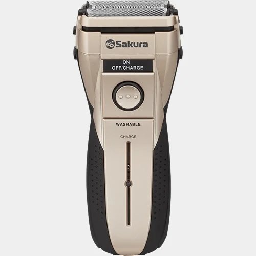 Золотой бритва Sakura SA-5407G, 3 подвижные сетки, влажное бритьё