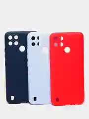 Голубой чехол для Realme C21Y силиконовый, с защитой камеры