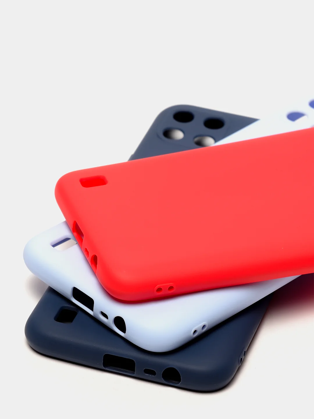 Голубой чехол для Realme C21Y силиконовый, с защитой камеры