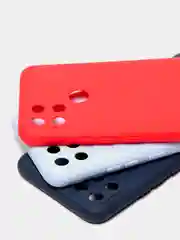 Голубой чехол для Realme C21Y силиконовый, с защитой камеры