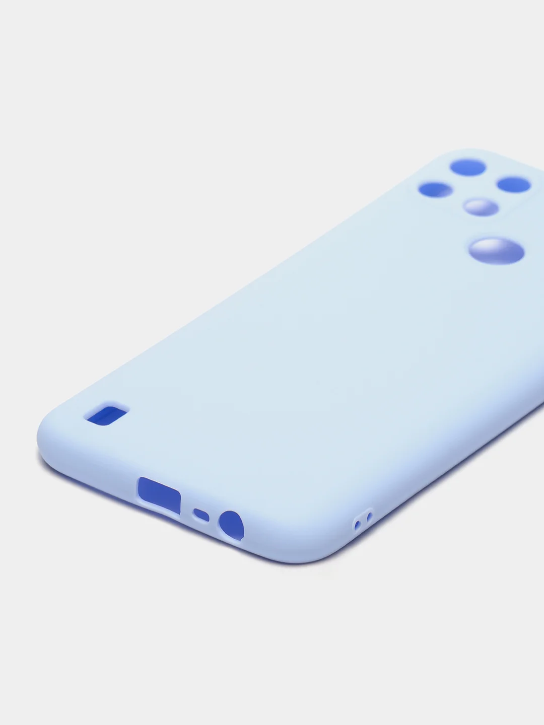 Голубой чехол для Realme C21Y силиконовый, с защитой камеры