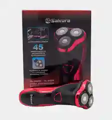 Красный бритва электрическая Sakura SA-5409R, 3 головки, триммер, влажое бритьё