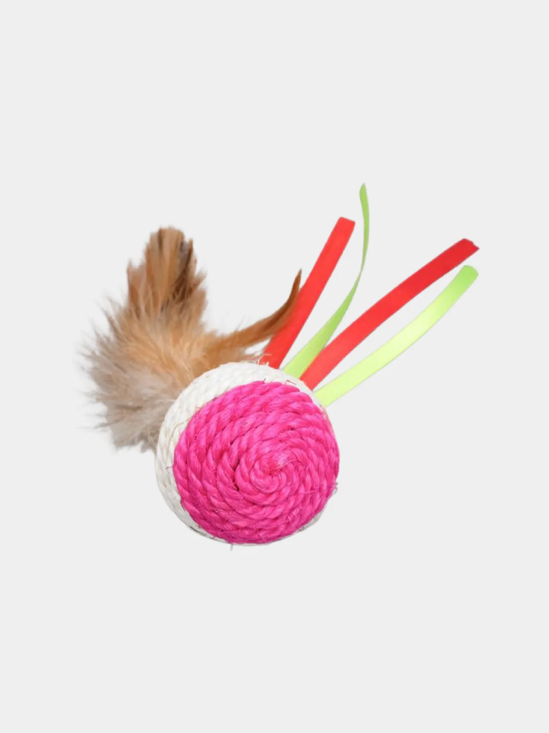Игрушка-неваляшка из сизаля с перьями и лентами, 5,3 х 9,5 см, микс цветов