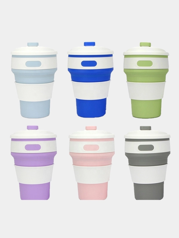 Силиконовый складной стакан для напитков Collapsible Coffee Cup, 8 цветов