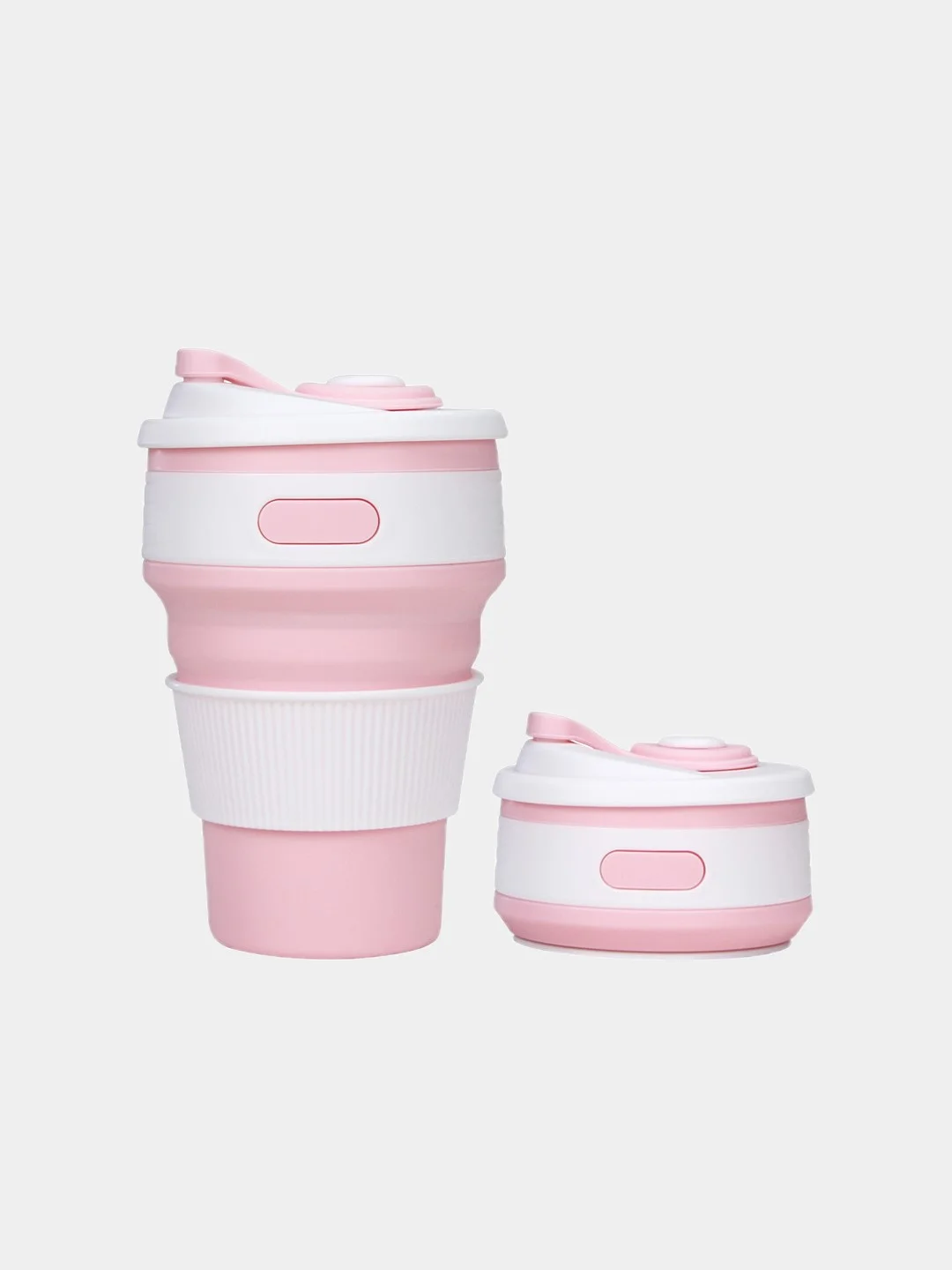 Розовый силиконовый складной стакан для напитков Collapsible Coffee Cup, 8 цветов