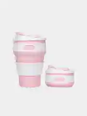 Розовый силиконовый складной стакан для напитков Collapsible Coffee Cup, 8 цветов