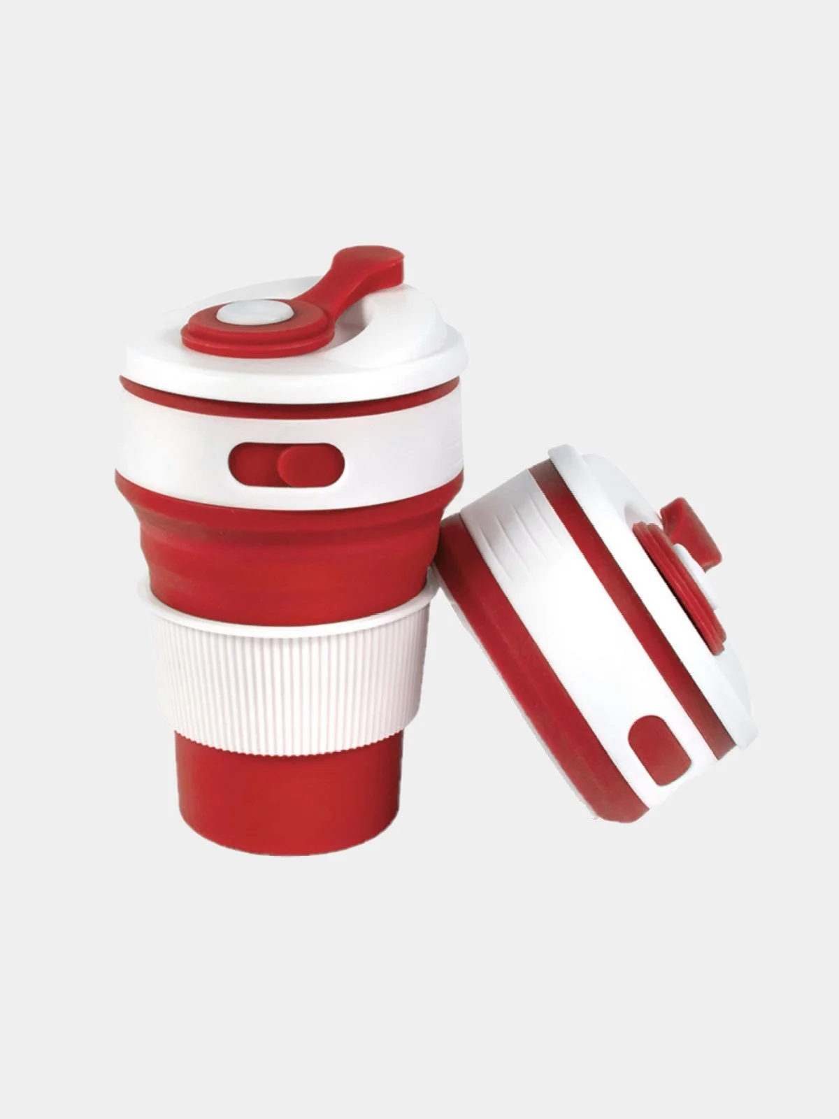 Красный силиконовый складной стакан для напитков Collapsible Coffee Cup, 8 цветов