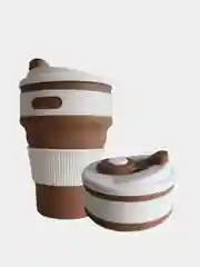 Коричневый силиконовый складной стакан для напитков Collapsible Coffee Cup, 8 цветов