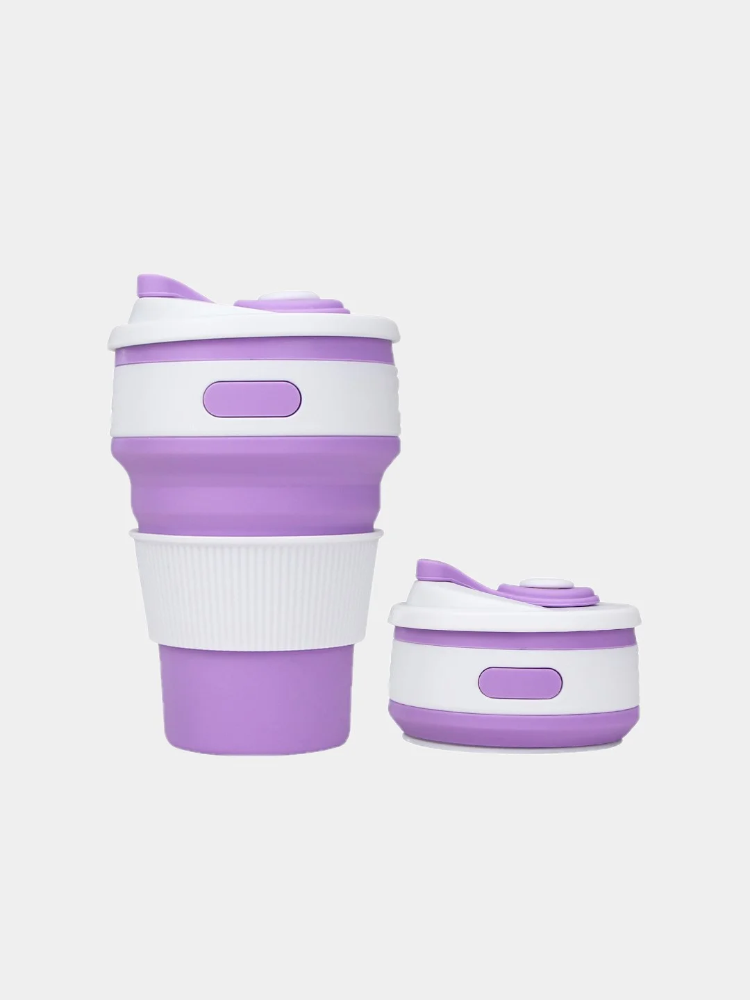 Лавандовый силиконовый складной стакан для напитков Collapsible Coffee Cup, 8 цветов