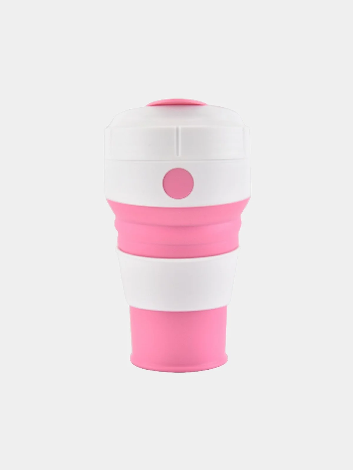 Розовый силиконовый складной стакан для напитков Collapsible Coffee Cup 450 мл, 5 цветов