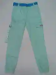 Бирюзовые брюки, с ремнем