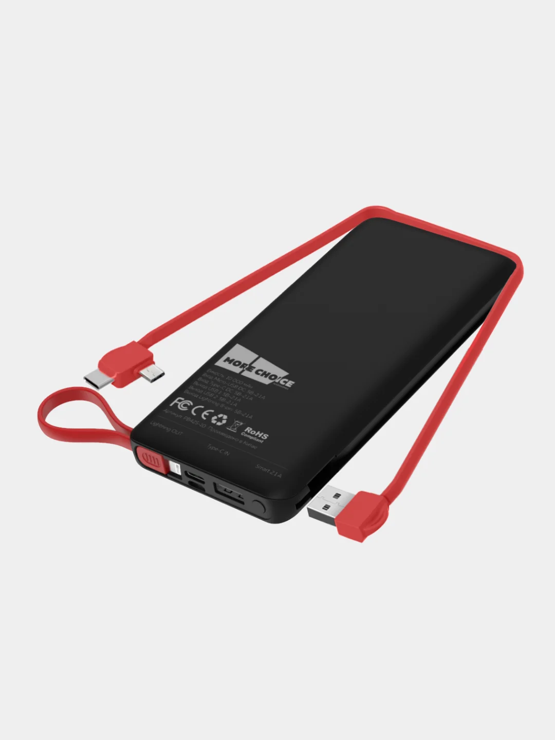 Черный внешний аккумулятор More Choice PВ42S-10, 10000 mAh, 2 USB