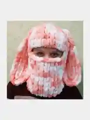 Пастельно-коралловый балаклава вязаная, плюшевая