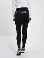 Черный лосины Sport Collection с высокой талией (брюки с кожаными вставками)