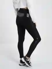Черный лосины Sport Collection с высокой талией (брюки с кожаными вставками)