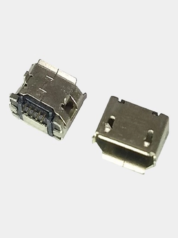 6 штук Гнездо micro-USB 5конт smd (нижнее крепление, 2 крепежа в плату 5.9мм)