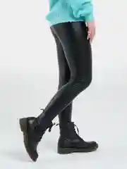 Женские кожаные легинсы, матовые, утепленные, на флисе, черные, эко
