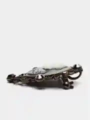 Серый брошь-кулон "Камея в стразах", 5 х 3,5 см