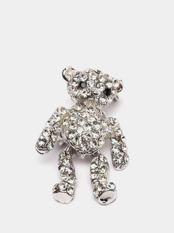 Мини брошь Мишка, цирконы, 2,8*1,5 см