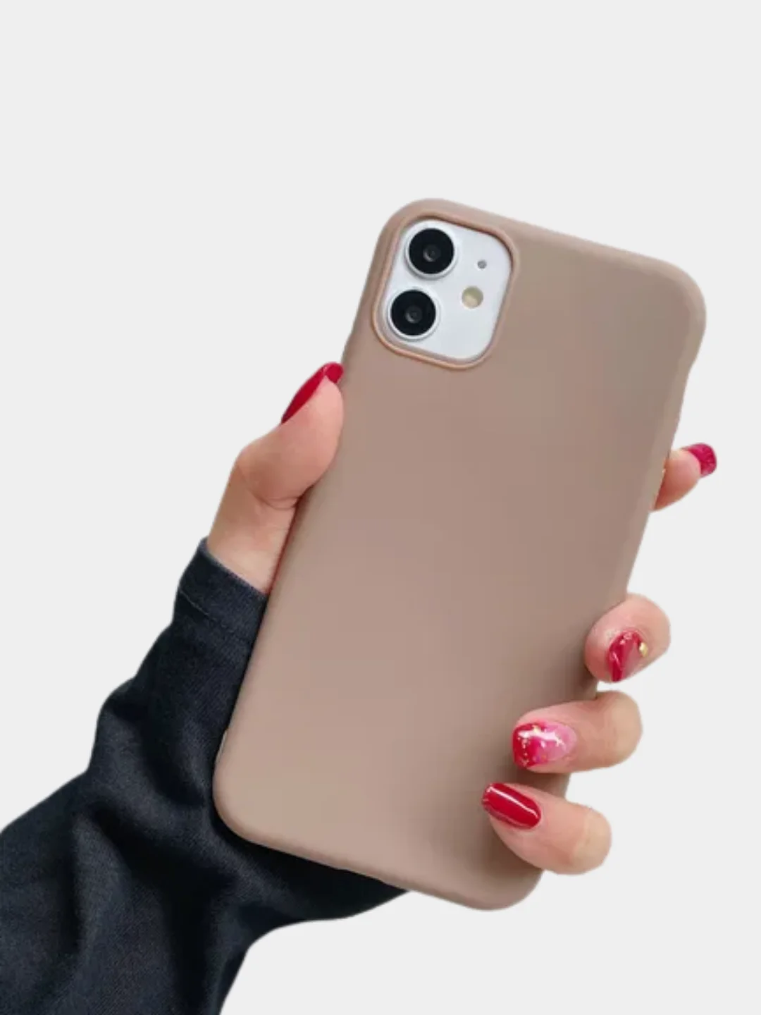 Бежевый меланж чехол на iPhone 7/8, Xr, 11, 12, силиконовый матовый, 5 цветов