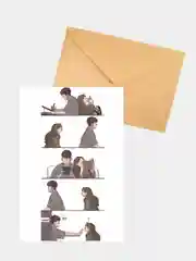 Белый открытка-комиксы "Любовь"