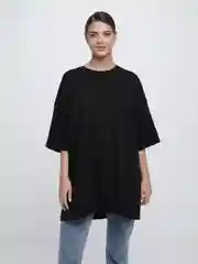 Угольный футболка оверсайз, свободная, удлиненная