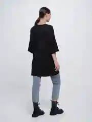 Угольный футболка оверсайз, свободная, удлиненная