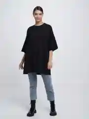 Угольный футболка оверсайз, свободная, удлиненная