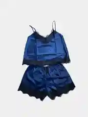 Синий меланж пижама шелковая женская