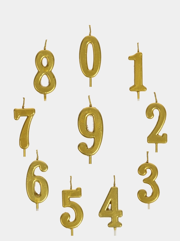 Свеча в торт на шпажке, 4 вида, цифра: 0, 1, 2, 3, 4, 5, 6, 7, 8, 9, 4.5 х 2.5 см