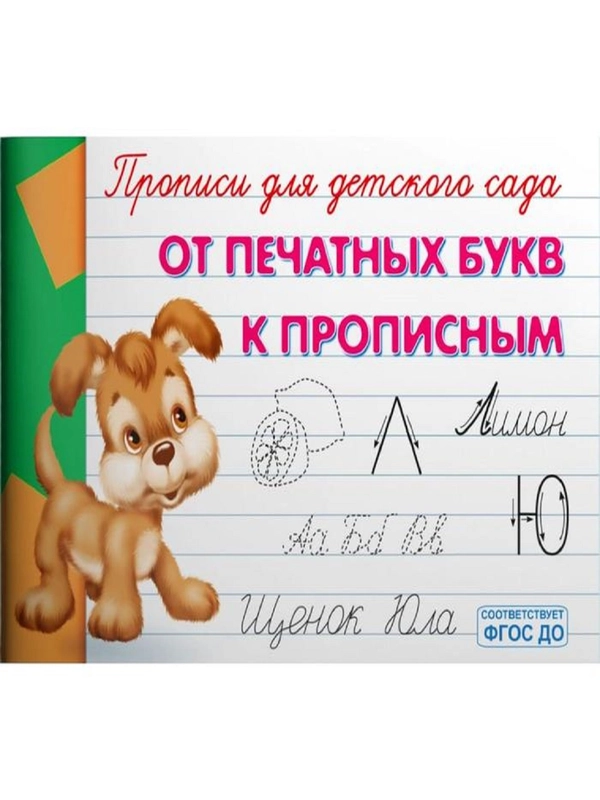 Прописи для детского сада "От печатных букв к прописным", страниц 16, формат А5