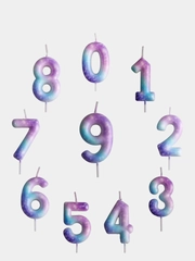 Свеча восковая в торт "Космос", цифра: 0,1,2,3,4,5,6,7,8,9, 5,5 х 8 см