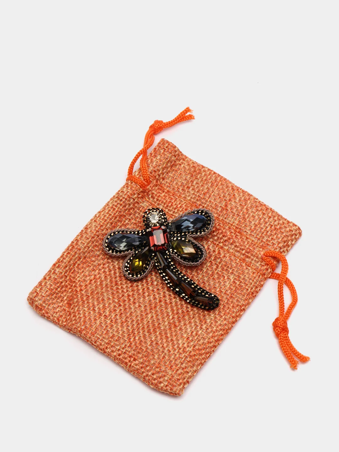 Брошь "Стрекоза", разноцветные кристаллы, 5 х 4,5 см