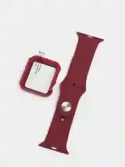 Багровый бампер с защитным стеклом и ремешком для Apple Watch 38/40/41/42/44/45/49
