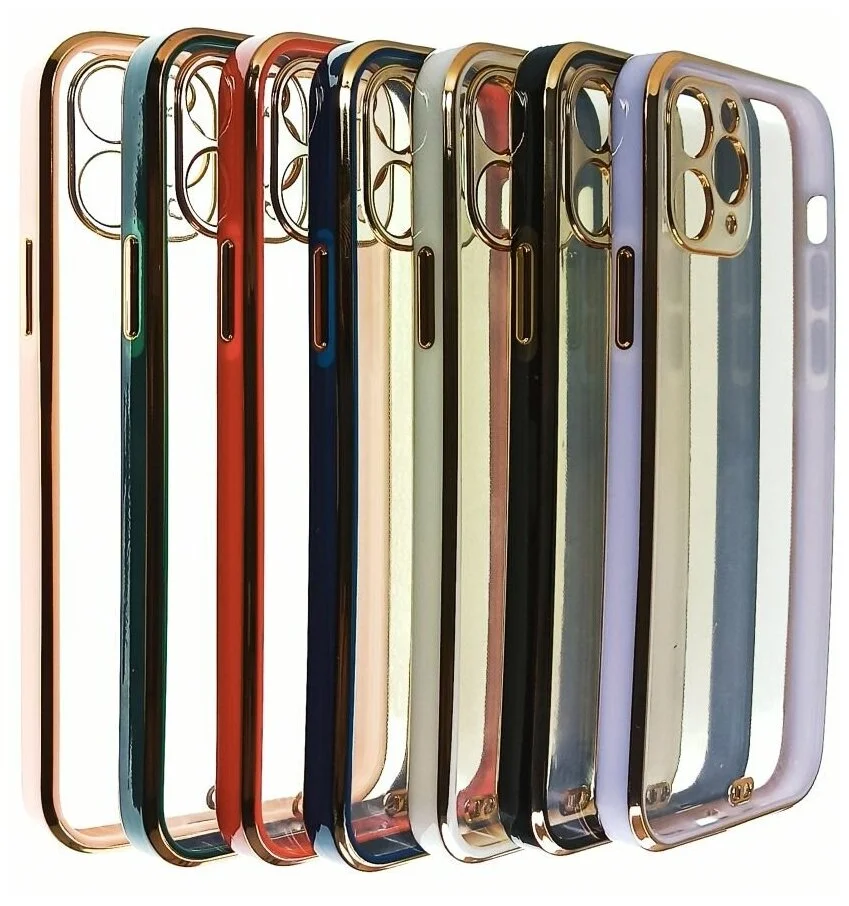 Черный чехол Накладка силиконовая с металическим ободком iPhone 12 mini /12 /12pro /12 proMax