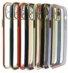 Черный чехол Накладка силиконовая с металическим ободком iPhone 12 mini /12 /12pro /12 proMax