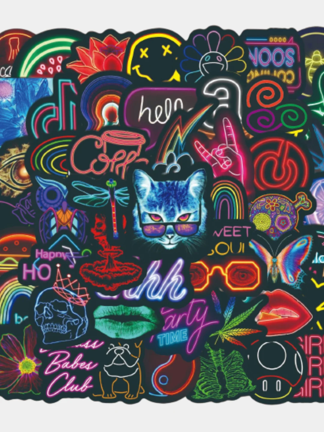 Голубой наклейки стикеры Neon/Неоновые/50 штук/ Стикерпак