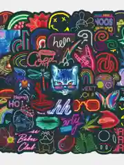 Голубой наклейки стикеры Neon/Неоновые/50 штук/ Стикерпак
