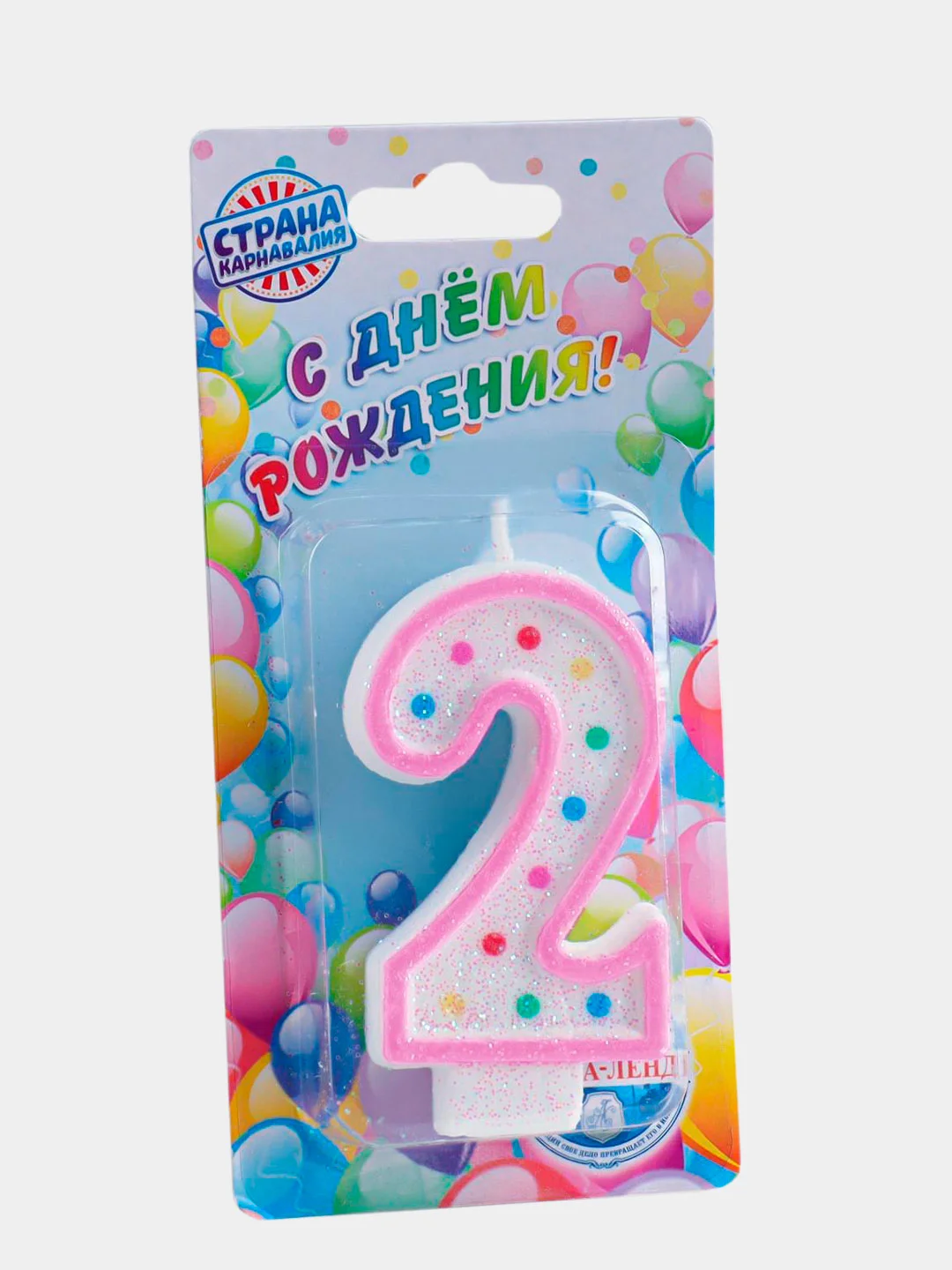 Розовый свеча для торта "Горошек", цифры 1, 2, 3