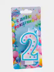 Синий свеча для торта "Горошек", цифры 1, 2, 3