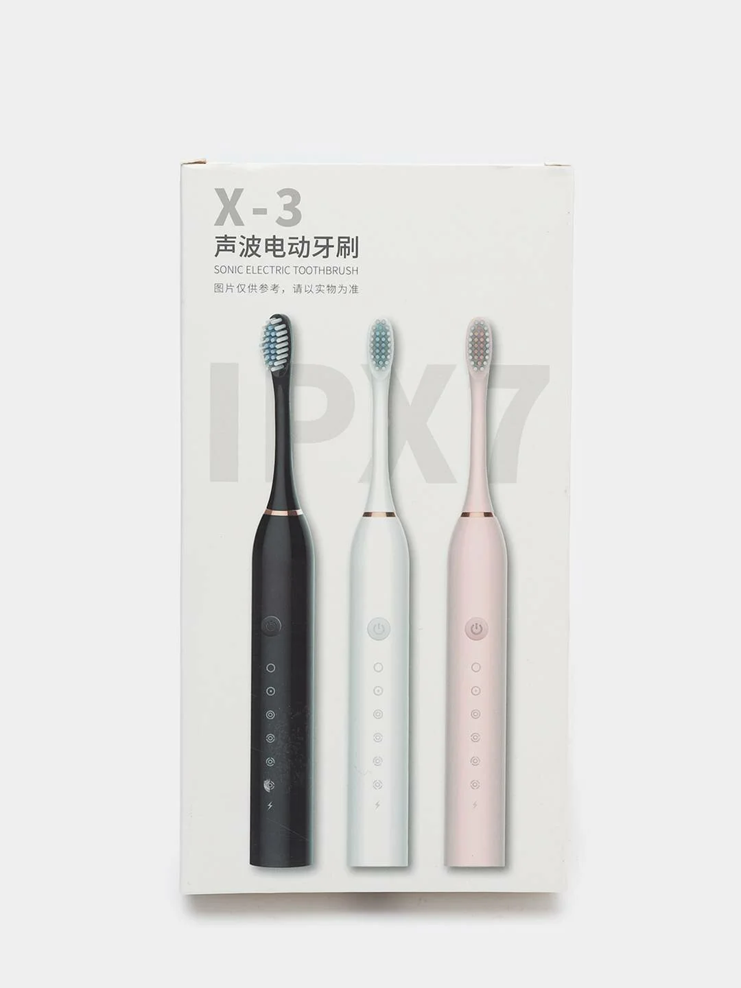 Черный электрическая звуковая зубная щетка 6 режимов 4 насадки SONIC TOOTHBRUSH X-3